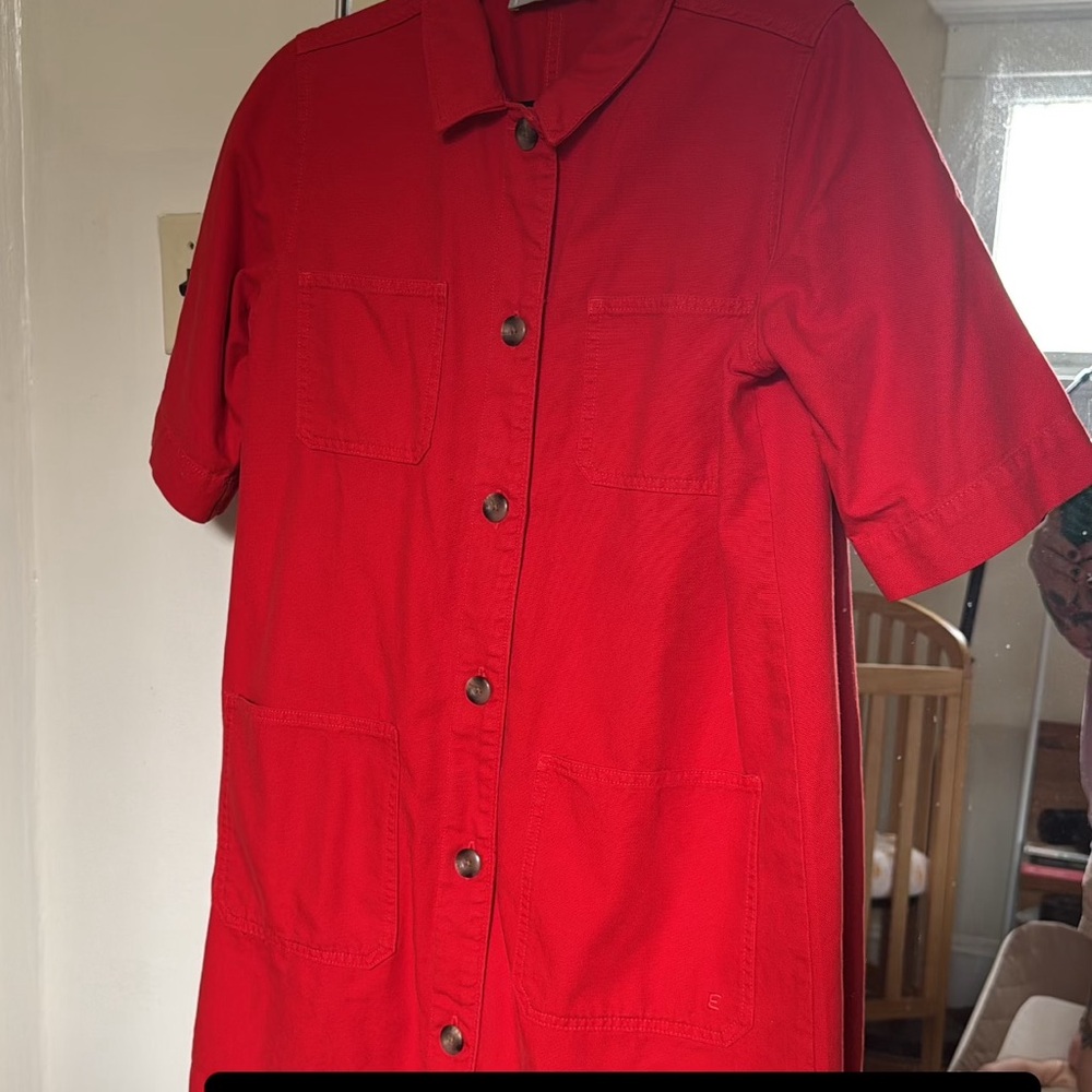 Vibrant Red Short Sleeve Dress